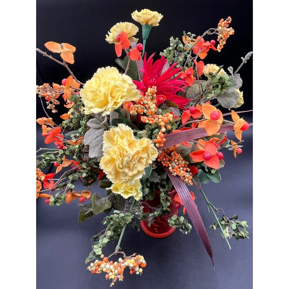 Burnt Orange Vase Faux Flower Arrangement‎ 13